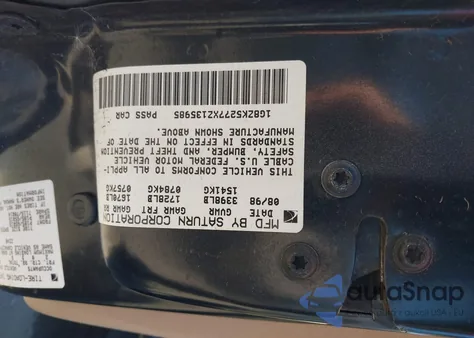 1999 Saturn Sl2 из США, поврежденный, VIN 1G8ZK5277XZ135985